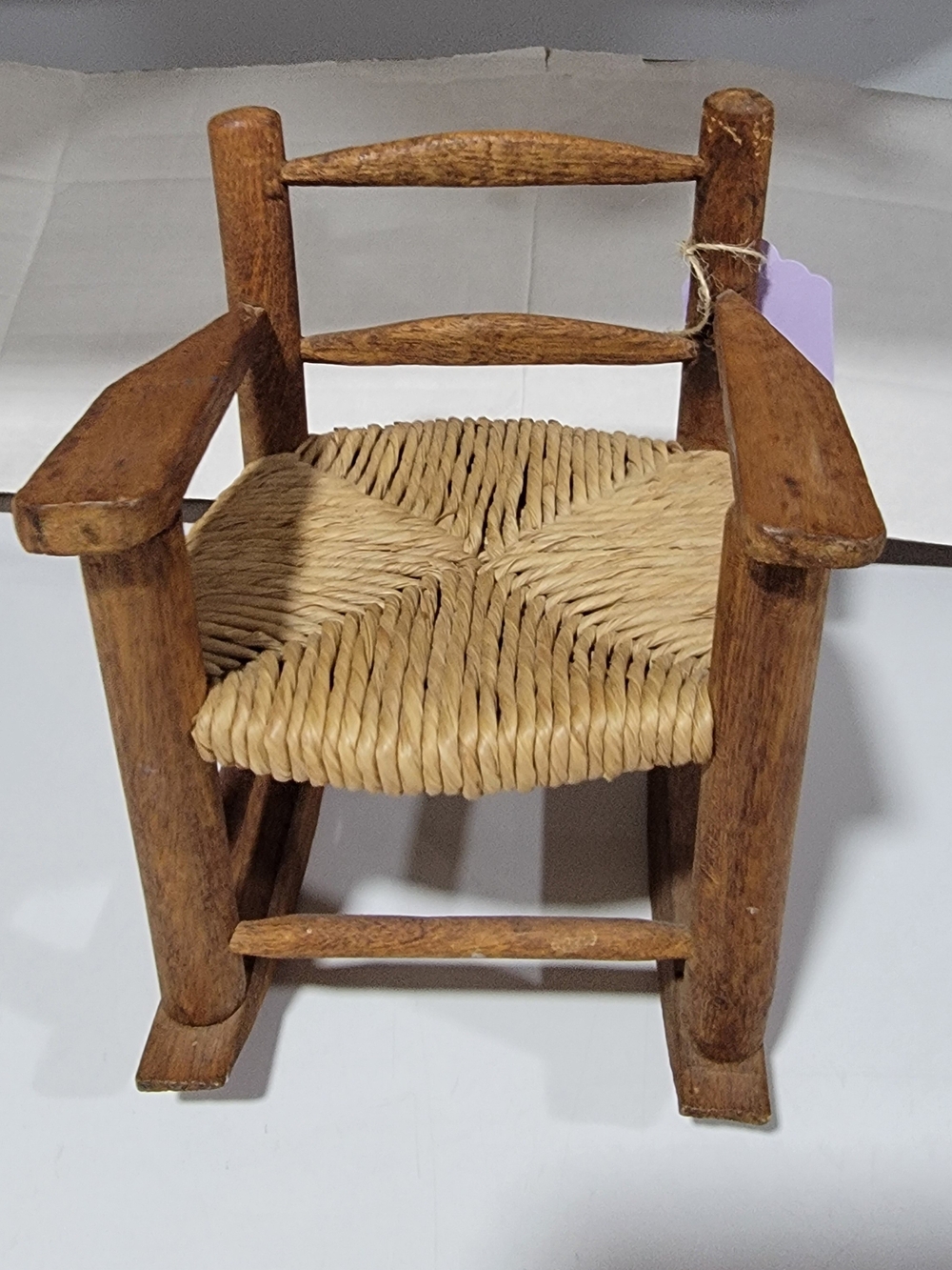 Miniature Wooden Rocking Chair with Rush Seat